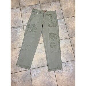 Lucky Legend Brand Womens 6/28 Green  Embroidered y2k 2000s Cargo Pants